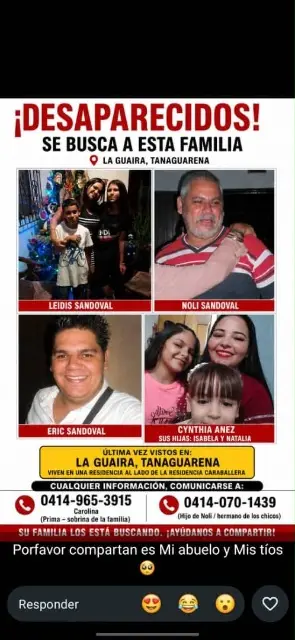 Leidis sandoval, Noli Sandoval, Eric Sandoval, Cynthia Anel y sus hijas isabela y natalia.
