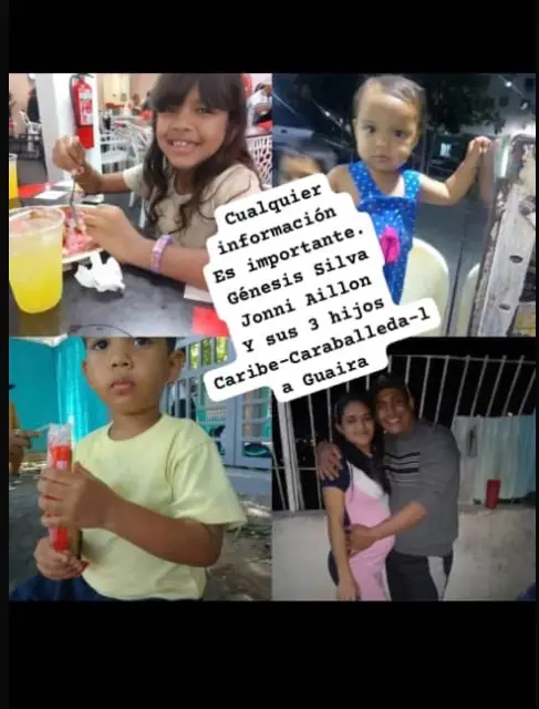 Genesis Silva y sus hijos y esposo