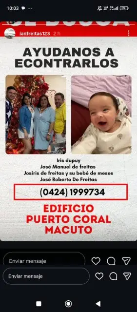 Josiris de freitas y su bebé de dos meses