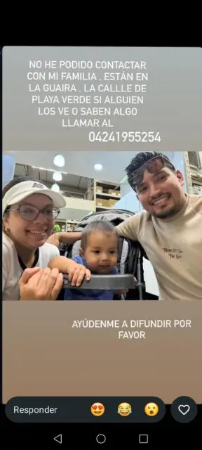 Diliana Sánchez, yefferson González y su hijo Santiago gonzalez