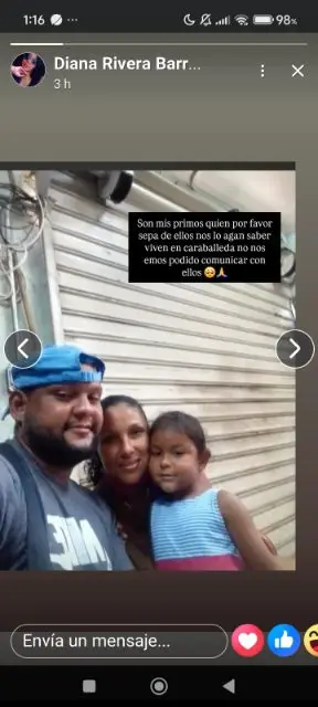 Keilyn Lastra, Germán Rivera y su hija Sofia