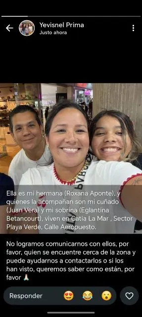 Roxana Aponte, eglantina Aponte y Juan vera