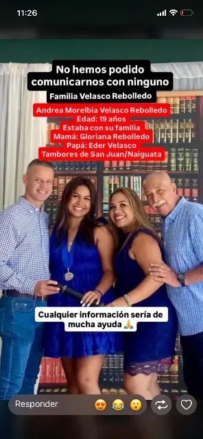 Andrea Velasco gloriana Rebolledo Eder Velasco