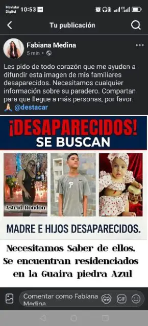 Astrid Rondón y hijos