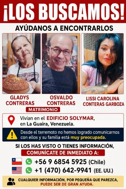 Gladys Contreras, Osvaldo Contreras y Lissi Contreras