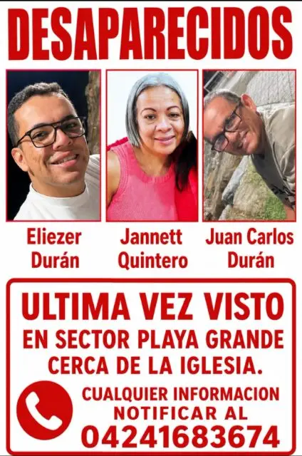 Eliezer Durán, Jannett Quintero y Juan Carlos Durán