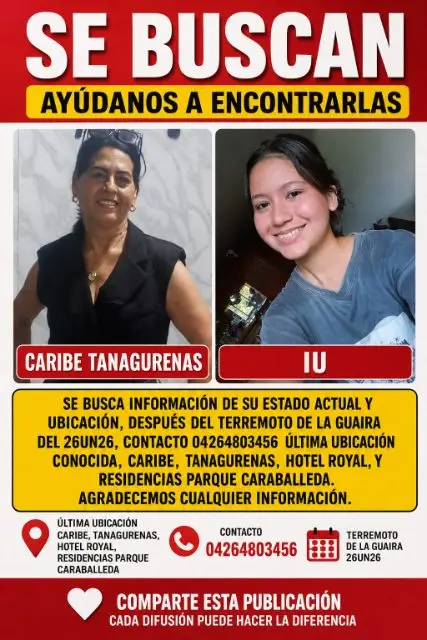 La señora Carmen Iraima Mata castillo y el de la chica es Jhokarlin del Carmen Pérez Medina