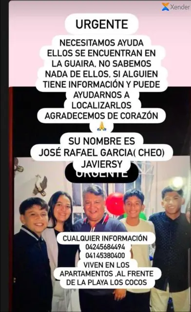 Nombre de los niños José angel García, Santiago García, mamá de los niños Javier colmenares,y papá de los niños José Rafael Gar
