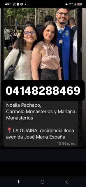 Noelia Pacheco (Madre), Carmelo Monasterios (Hijo), y Mariana Monasterios (Hija)