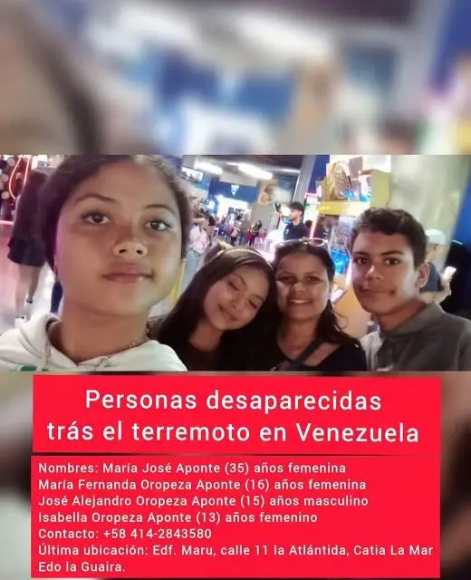 María José Aponte; Maria Fernanda, José Alejandro y Isabella Oropeza Aponte