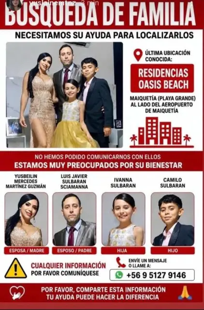 Yusbelin Mercedes Martinez Gusman y sus hijos y esposo