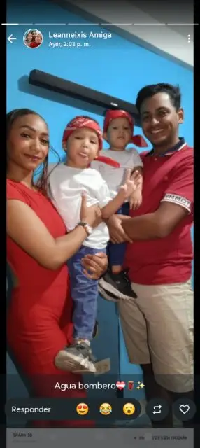 Nazareth sierra sus hijos Aslan y leandai y su pareja Edwin