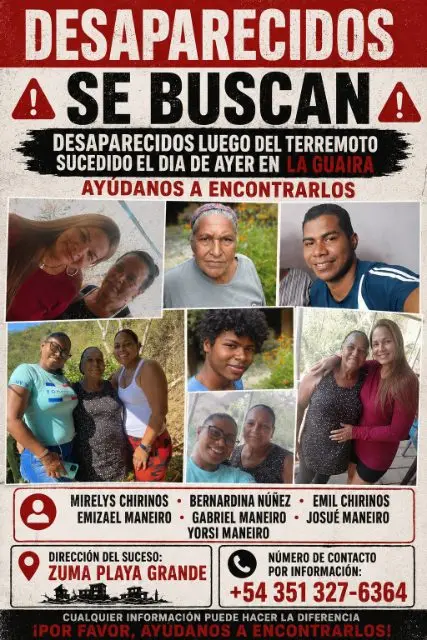 Mirelys chirinos Bernardina Núñez Emil chirinos Emizael maneiro Gabriel maneiro Josué maneiro Yorsi maneiro