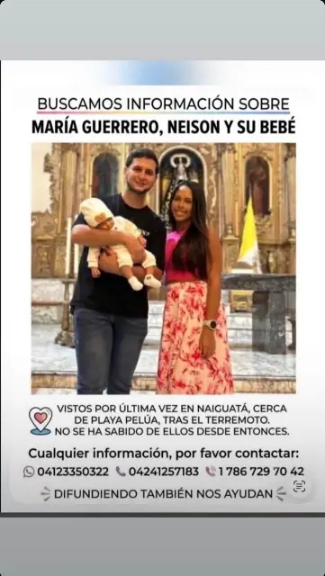 María guerrero , Neison Noguera y su bebe