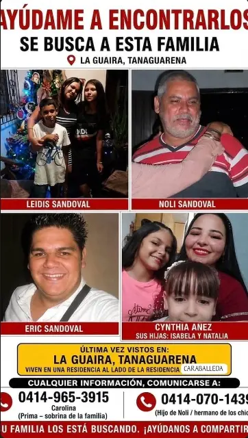 Leidis sandoval, Noli Sandoval, Eric Sandoval, Cynthia Anel y sus hijas isabella y natalia.