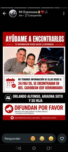 Orlando José Alfonso, Ariadna Soto y su hija nso, esposa
