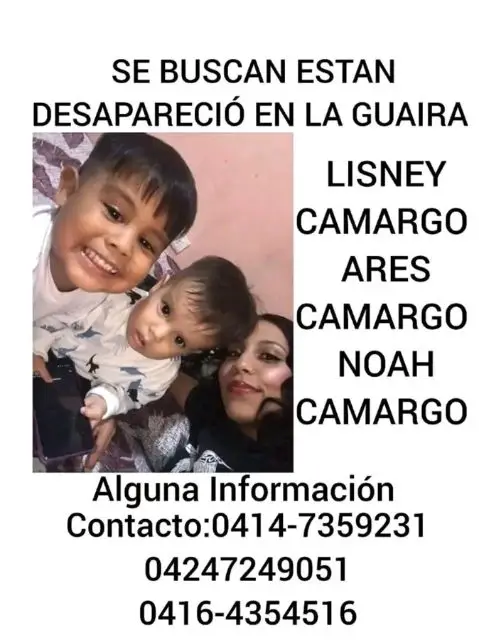Lisney Camargo con sus hijos
