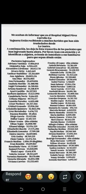 Heridos transportados desde La Guaira
